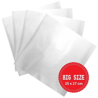 Wrapping for Bolo Gelado | Shiny Silver BIG SIZE 25x27cm (50 Pack)